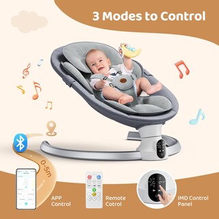 Foto 2 | Foto 2 | Baby Swing Smelluck — Aplicación Exclusiva Bluetooth De 5 Velocidades Color Gris - Venta Internacional.