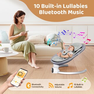 Foto 3 | Foto 3 | Baby Swing Smelluck — Aplicación Exclusiva Bluetooth De 5 Velocidades Color Gris - Venta Internacional.