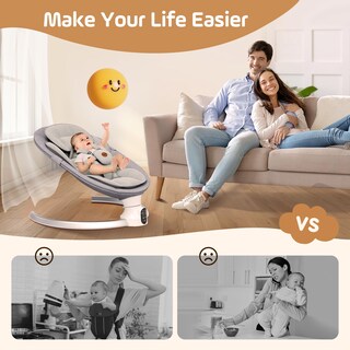 Foto 4 | Foto 4 | Baby Swing Smelluck — Aplicación Exclusiva Bluetooth De 5 Velocidades Color Gris - Venta Internacional.