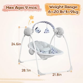 Foto 3 | Foto 3 | Baby Swing Askcat Portátil Con Velocidad Música Y Temporizador De 0 A 6 M De 3 A 9 Kg - Venta Internacional.