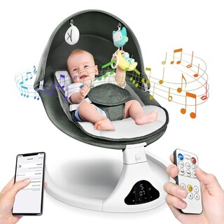 Foto 1 | Foto 1 | Baby Swing Riviplou Portátil Con Mando A Distancia De 5 Velocidades Color Verde - Venta Internacional.