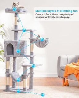 Foto 2 | Foto 2 | Cat Tree Hey-brother Mpj050w Con Hamaca Grande Color Gris Claro - Venta Internacional.