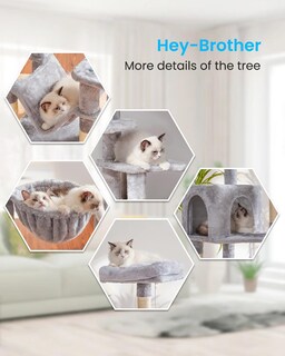 Foto 4 | Foto 4 | Cat Tree Hey-brother Mpj050w Con Hamaca Grande Color Gris Claro - Venta Internacional.
