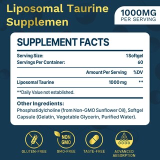 Foto 2 | Foto 2 | Suplemento De Taurina Liposomal De 1000 Mg Para El Corazón Los Nervios Y El Cerebro - Venta Internacional.