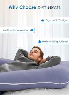 Foto 7 | Foto 7 | Cojín De Embarazo Queen Rose Cooling En Forma De U 150 Cm Azul - Venta Internacional.