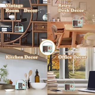 Foto 7 | Foto 7 | Altavoz Bluetooth Queqimu Retro Radio Vintage Decor Azul - Venta Internacional.