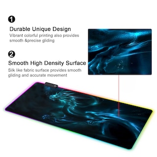 Foto 5 | Foto 5 | Alfombrilla De Ratón Rgb Para Juegos Meffort Inc. Led Tamaño Grande Diseño De Dragón Azul - Venta Internacional.