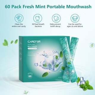 Foto 2 | Foto 2 | Enjuague Bucal Carefor Travel Tamaño 60 Paquetes Individuales Menta Fresca - Venta Internacional.