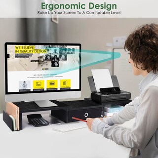 Foto 4 | Foto 4 | Soporte Para Doble Monitor Con Cajón Pata Grande De Metal - Venta Internacional.