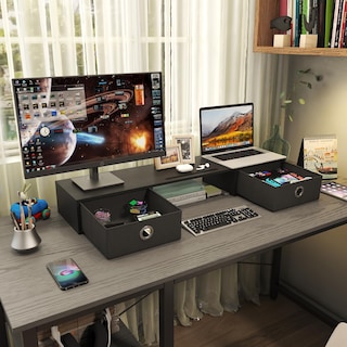 Foto 3 | Foto 3 | Soporte Para Monitor Westree Dual Con 2 Cajones Soporte De 100 Libras - Venta Internacional.