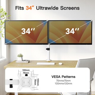 Foto 2 | Foto 2 | Soporte De Escritorio Ergear Para Monitores Duales De 13 A 34 Pulgadas Y Hasta 12 Kg Color Blanco - Venta Internacional.