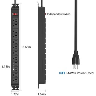 Foto 3 | Foto 3 | Power Strip Hhsoet Montaje Giratorio 12 Salidas Sobretensión 1875 W - Venta Internacional.