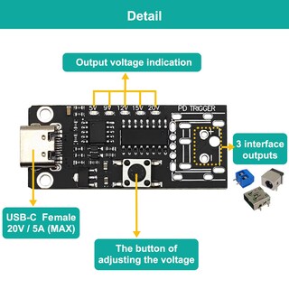 Foto 2 | Foto 2 | Placa De Activación Hunsool Type-c Pd3.0 5 V 9 V 12 V 15 V 20 V 5 A - Venta Internacional.