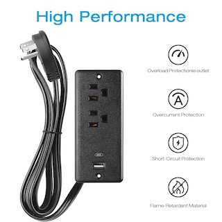 Foto 3 | Foto 3 | Regleta De Alimentación Empotrada Hhsoet De 20 W Con Cable De Alimentación Usb C De 10 Pies - Venta Internacional.