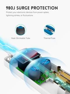 Foto 4 | Foto 4 | Protector Contra Sobretensiones Power Strip Plugtul De 6 Salidas Y 4 Pies Con 980j - Venta Internacional.