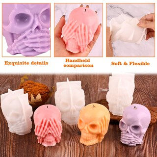 Foto 4 | Foto 4 | Moldes Para Velas Con Forma De Calavera Huakener 3d Resina Y Silicona Paquete De 3 - Venta Internacional.