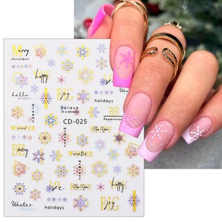 Foto 4 | Foto 4 | Pegatinas Para Decoración De Uñas Kehkfsef Diseño De Copo De Nieve Navideño 3d Autoadhesivas - Venta Internacional.
