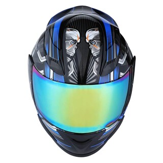 Foto 5 | Foto 5 | Casco De Moto 1storm Mechanic Con Calavera Tintada Visera Azul - Venta Internacional.