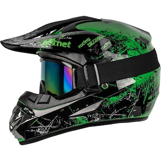 Foto 2 | Foto 2 | Casco De Motocross Yesmotor Para Jóvenes Y Niños Integral Dot Green M - Venta Internacional.