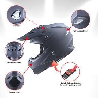 Foto 6 | Foto 6 | Casco De Motocross 1storm Hf801 Negro Mate Aprobado Por El Dot Xl - Venta Internacional.