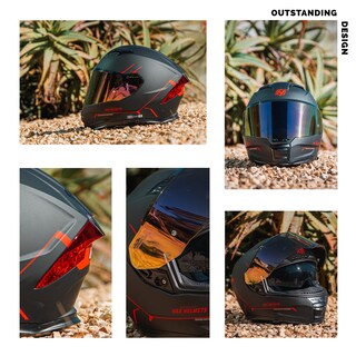 Foto 4 | Foto 4 | Casco Hax Force Aerodynamic Integral Face Dot & Ece M Negro Y Rojo - Venta Internacional.