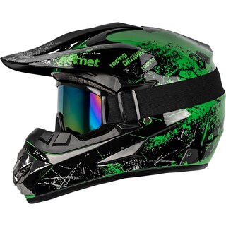Foto 2 | Foto 2 | Casco De Motocross Yesmotor Para Jóvenes Y Niños Integral Dot Green Xl - Venta Internacional.