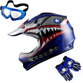Foto 1 | Foto 1 | Casco De Motocross 1storm Shark Blue Kids M 51-52 Cm + Gafas - Venta Internacional.