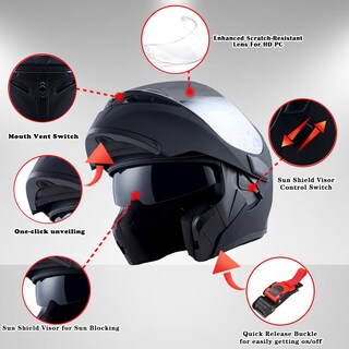 Foto 5 | Foto 5 | Casco De Moto 1storm  Modular  Integral  Negro Brillante  L - Venta Internacional.