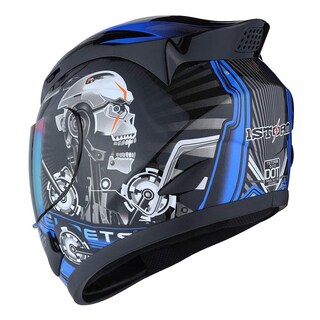 Foto 4 | Foto 4 | Casco De Moto 1storm Mechanic Con Calavera Tintada Visera Azul - Venta Internacional.