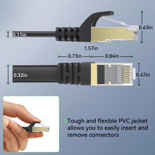 Foto 6 | Foto 6 | Cable Ethernet Busohe Cat 8 De 40 Gbps 2000 Mhz 175 Pies Negro - Venta Internacional.