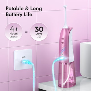 Foto 6 | Foto 6 | Limpiador De Agua Inalámbrico Demita 300 Ml 3 Modos 5 Puntas De Chorro Rosa - Venta Internacional.