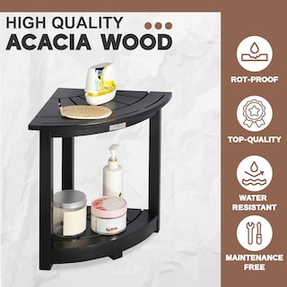 Foto 7 | Foto 7 | Taburete De Ducha De Esquina Victory Relax De Madera De Acacia Con Almacenamiento Negro - Venta Internacional.