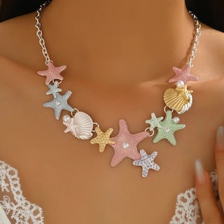 Foto 1 | Foto 1 | Collar Bjr Macaron Con Colorida Cadena Con Forma De Concha Y Estrella De Mar - Venta Internacional.