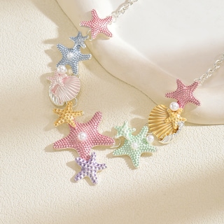 Foto 2 | Foto 2 | Collar Bjr Macaron Con Colorida Cadena Con Forma De Concha Y Estrella De Mar - Venta Internacional.