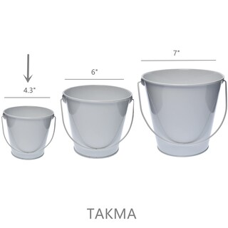 Foto 7 | Foto 7 | Paquete De 6 Cubos Pequeños De Metal Takma Color Galvanizado 4.3 Pulgadas - Venta Internacional.