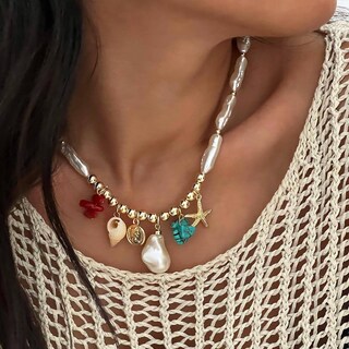 Foto 1 | Foto 1 | Collar Bjr Con Perlas De Imitación De Estrella De Mar Con Forma De Estrella De Mar Colorida De Estil - Venta Internacional.