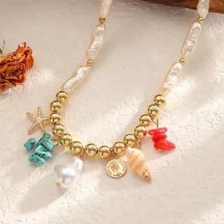 Foto 2 | Foto 2 | Collar Bjr Con Perlas De Imitación De Estrella De Mar Con Forma De Estrella De Mar Colorida De Estil - Venta Internacional.