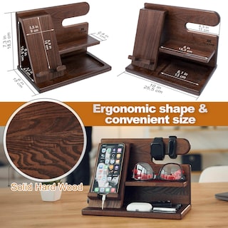 Foto 7 | Foto 7 | Soporte De Teléfono De Madera Organizador De Mesita De Noche Teslyar - Venta Internacional.