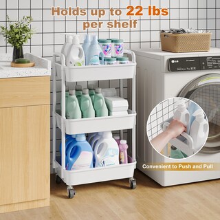 Foto 4 | Foto 4 | Rolling Cart Wbkatn De 3 Niveles De Plástico Blanco Con Ruedas Bloqueables - Venta Internacional.