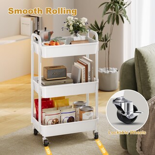 Foto 6 | Foto 6 | Rolling Cart Wbkatn De 3 Niveles De Plástico Blanco Con Ruedas Bloqueables - Venta Internacional.