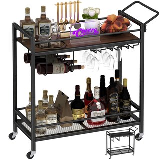 Foto 1 | Foto 1 | Carrito De Bar Laatooree Para El Hogar Bicolor Con Estantes De Almacenamiento - Venta Internacional.