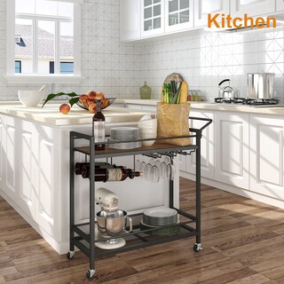 Foto 3 | Foto 3 | Carrito De Bar Laatooree Para El Hogar Bicolor Con Estantes De Almacenamiento - Venta Internacional.