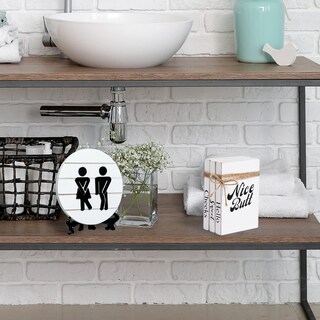 Foto 2 | Foto 2 | Divertidos Letreros De Baño Farmhouse Lenkyin Con Pila De Libros - Venta Internacional.