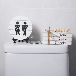 Foto 4 | Foto 4 | Divertidos Letreros De Baño Farmhouse Lenkyin Con Pila De Libros - Venta Internacional.