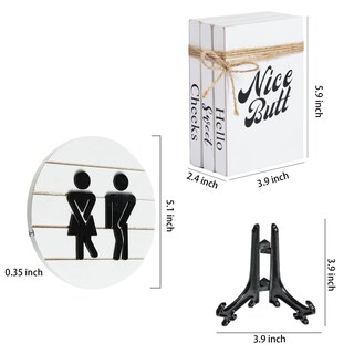 Foto 7 | Foto 7 | Divertidos Letreros De Baño Farmhouse Lenkyin Con Pila De Libros - Venta Internacional.