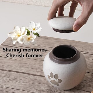 Foto 5 | Foto 5 | Urna Para Mascotas Jevaco  Diseño De Pata De Cerámica Gris-blanca  400 Ml - Venta Internacional.