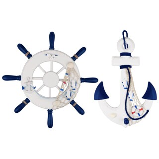 Foto 1 | Foto 1 | Set Decorativo Paquete De 2 Ruedas Y Anclas Para Barcos De Playa Náuticos 33 Cm - Venta Internacional.