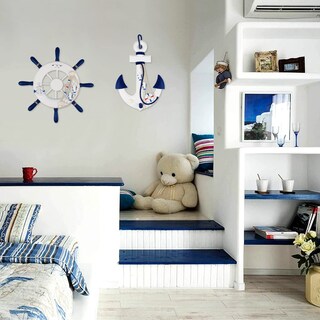 Foto 6 | Foto 6 | Set Decorativo  Paquete De 2 Ruedas Y Anclas Para Barcos De Playa Náuticos  33 Cm - Venta Internacional.