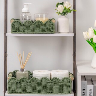 Foto 4 | Foto 4 | Cesta Decorativa Cubesland Festoneada Para Sala De Estar Color Verde Paquete De 2 - Venta Internacional.