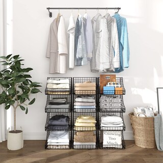 Foto 5 | Foto 5 | Cestas De Alambre Apilables Lyuwanxian Closet Storage Paquete De 4 - Venta Internacional.